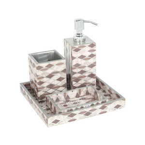 ชุดอุปกรณ์ห้องน้ำเรซิ่นกันน้ำลายเพ้นท์มือ ดีไซน์เก๋ไก๋สำหรับวางบนเคาน์เตอร์โต๊ะเครื่องแป้ง - Product Image 2