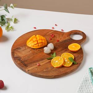 Bandeja Redonda de Madera con Asa para Servir, Bandeja de Madera Maciza para Servir Frutas, Aperitivos y Presentación en la Cocina - Product Image 2