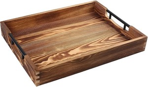 Plateau rectangulaire en bois, fait main, bois poli, décoration de table moderne - Product Image 4