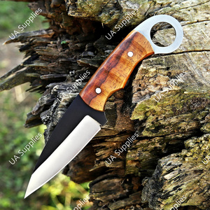 Cuchillo de Hoja Fija de Acero Inoxidable Forjado a Mano con Madera de Palisandro, de Alta Calidad, Afilado como una Navaja, con Orificio para el Dedo, Personalizable OEM, para Camping y Actividades al Aire Libre - Product Image 3