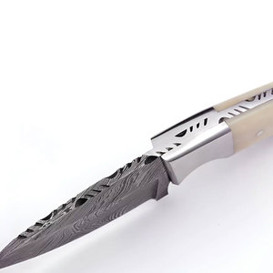 Premium Damascus Steel Skinner Knife With Wave Pattern Natural Wood Grip Curved <b>Profile</b> And Traditional <b>Tool</b> - Product Image 5