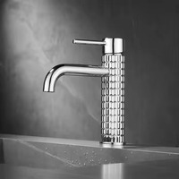 Robinet mitigeur monocommande chaud/froid de haute qualité pour lavabo sur table, finition gris anthracite brossé, pour lavabo à poser dans la salle de bain