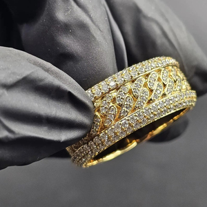 Anillo de Lujo GRA Estilo Hip Hop, Plata de Ley 925, Chapado en Oro, con Incrustaciones de Moissanita VVS Súper Blanca, Certificado IGI, para Hombre - Product Image 3