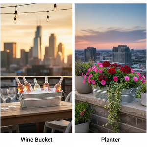 Cubo de hielo de hierro galvanizado, tina para bebidas, cubo enfriador de botellas de cerveza con asa - Product Image 6