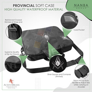 Premium <b>Masonic</b> Apron Carrying <b>Case</b> Provincial Size Black with Silver Square and Compass (Printed) | Freemason Bags & <b>Cases</b> - Product Image 6