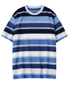 Camiseta Personalizada Azul y Blanca para Hombre, 100% Algodón, Cuello Redondo, Manga Corta, Corte Regular, Informal, Ecológica, Ropa Urbana de Verano, OEM - Product Image 1