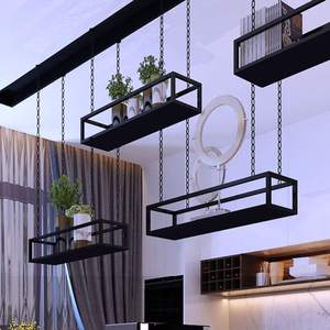 Étagère flottante industrielle en métal noir avec chaîne, support de fleurs multi-niveaux, plateau de serre intérieure, présentoir de fenêtre, jardinière - Product Image 6