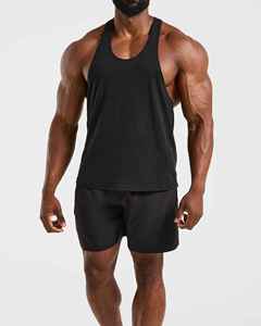 <b>Men's</b> O-Neck <b>Black</b> <b>Tank</b> <b>Top</b> 100% Cotton Breathable Casual Knitted Solid Color Sleeveless Workout Wear - Product Image 1