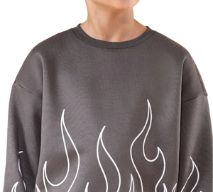 Conjuntos de Sudadera con Capucha de Forro Polar Sólido Estilo Urbano de Invierno para Niños, 100% Algodón, Oversize, Casual, Hombros Caídos, Chándales Ajustados - Product Image 4