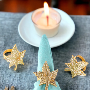 Vente chaude Feuille D'or En Forme De Serviette Anneau De Luxe En Bois Cercle Serviette Boucle pour La Décoration De Table De Fête En Gros Quantité En Vrac - Product Image 4