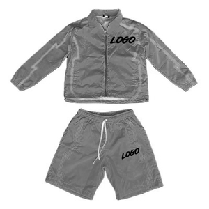 2026 Men Sets Two Piece Custom Windbreaker Shorts and Jacket Tracksuits breathable <b>Zip</b> <b>up</b> Nylon Two Piece Windbreaker Short Set - Product Image 2