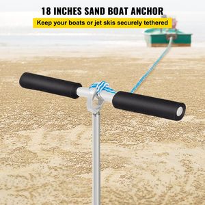 Ancla de arena de acero inoxidable 316 de 18 pulgadas de longitud con mango extraíble y cuerda elástica para anclajes de barcos en barras de arena de playa - Product Image 2