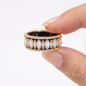 Protector de anillo de plata de ley maciza con piedras de moissanita marquise y baguette para el sofisticado anillo Oura - Product Image 3