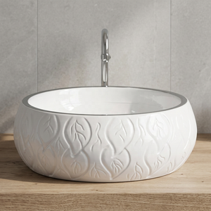 Export Quality Ceramic OEM Sanitary Ware - Golden Color Retro Round Model Table Top Hand Wash Basin, Hot Sell, Made in India - Product Image 1