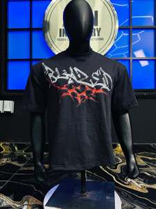 เสื้อยืดแขนสั้นผู้ชายสไตล์สตรีทแบบถักลายพิมพ์ - Product Image 5