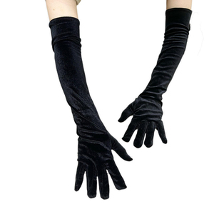 Gants longs unisexes en velours 100% pour mariée noire, opéra, gala, séchage rapide - Product Image 2