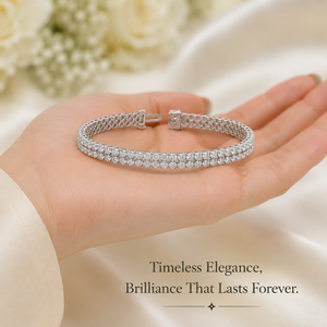 Bracelet tennis en diamants véritables 2,00 TCW |   Bracelet en or blanc serti de diamants sur deux rangées |   Bijoux fins de 7 pouces pour femmes, cadeau de luxe - Product Image 2