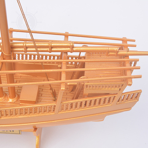 Modèle de bateau à voile dhow en bois doré fait main, bateau traditionnel arabe, figurine nautique, cadeau 31Lx8Wx27H cm - Product Image 5