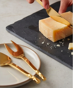 <b>Cheese</b> And Butter <b>Knives</b> <b>Set</b> Stainless Steel With Elegant Gold Finish Twisted Handle For Restaurant Dining And Wedding Events - Product Image 5