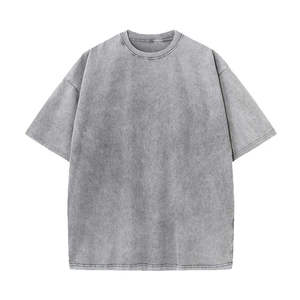 T-shirt en coton surdimensionné personnalisé pour homme, style vintage délavé, avec logo brodé, coupe lourde, streetwear, mode urbaine, haut décontracté - Product Image 3