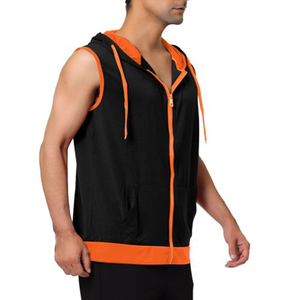 Sweat-shirt à capuche sans manches pour homme, style streetwear, 100% coton, coupe ample, fermeture éclair imperméable, style streetwear personnalisé, décontracté, pour la gym - Product Image 5