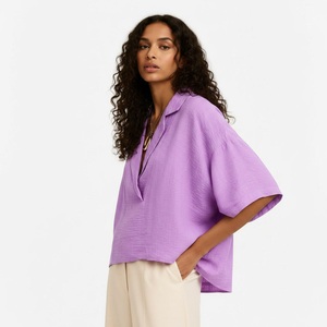 Chemise Blazer Décontractée Oversize Coupe Ample Effet Délavé Séchage Rapide Lilas - Product Image 2