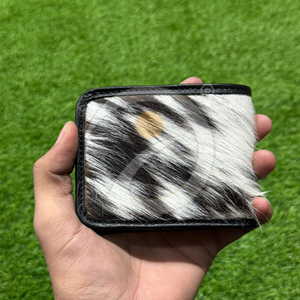 Premium Cowboy Style Cowhide Leather <b>Wallet</b> Mens Handmade <b>Compact</b> <b>Wallet</b> With Natural Hair Texture - Product Image 3