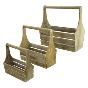 Porta Utensilios de Cocina de Madera con Asa, Organizador de 3 Compartimentos, Estilo Rústico, Tipo Vertical, Porta Cubiertos - Product Image 3