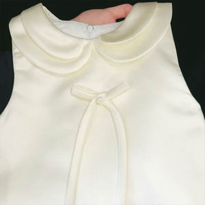 Robe Crème Coupe A-Line pour Filles, Robe de Princesse en Satin avec Col Perlé et Nœud en Ruban, Tenue de Fête et Formelle pour Enfants de 1 à 12 ans - Product Image 2