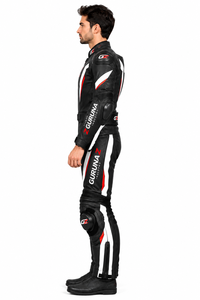 Traje de Motociclismo de Cuero para Hombre, 500g, Impresión Digital, Manga Larga, Azul, Blanco y Amarillo, Transpirable, Protección con Armadura CE - Product Image 4