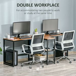83FT Large Office Desk Durable Two-Person <b>Study</b> Writing <b>Table</b> with Bookshelf for Home Office or Classroom Use - Product Image 4