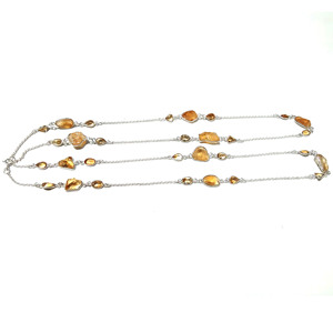 Collier en pierre brute de citrine naturelle, argent sterling 925, long, fait main, style bohème, pour femmes et unisexe - Product Image 4