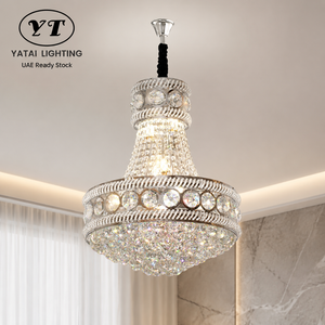 Luxury Iron Crystal Pendant <b>Lighting</b> Fixture Adjustable Height For Living Room <b>Dining</b> Room Hotel Lobby With E27 Bulb - Product Image 1