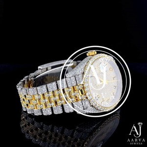Reloj Mecánico Iced Out con Moissanita, Acero Inoxidable, Números Romanos, Analógico, 41 mm, Redondo, Lujo, Hip Hop, Fecha, Cristal, Correa de 20 mm - Product Image 3