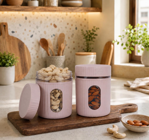 Paquete de 6 recipientes apilables para almacenamiento de alimentos con ventana de visualización, frascos organizadores para despensa de cocina, recipientes para almacenamiento de cocina - Product Image 4