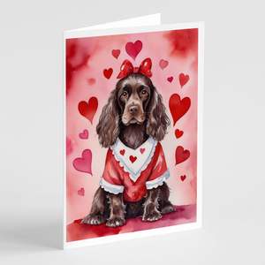 Cocker Spaniel Whimsical A7 Tamaño 5x7 Tarjetas de notas en blanco Paquete de 8 tarjetas de felicitación de San Valentín con sobres My Valentine - Product Image 1