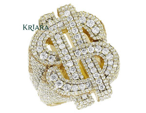 Bague unisexe en argent 925 avec diamant de laboratoire taille brillant ronde, motif dollar, style hip-hop, pour usage quotidien - Product Image 4
