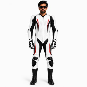 Combinaison de moto en cuir Samroz Sports, une pièce, pour hommes, grandes tailles, adultes, protections CE amovibles, hiver, résistante à l'eau, coupe-vent - Product Image 1