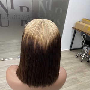 Perruque de cheveux vietnamiens vierges de haute qualité 100 % naturels, ultra-lisses, super double drawn, couleur ombrée brun-blond, prix de gros - Product Image 5