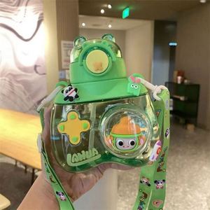 750ml Kids' Plastic <b>Water</b> Cup Student Outdoor Portable Sports Cartoon Straw <b>Water</b> <b>Bottle</b> with <b>Strap</b> - Product Image 3