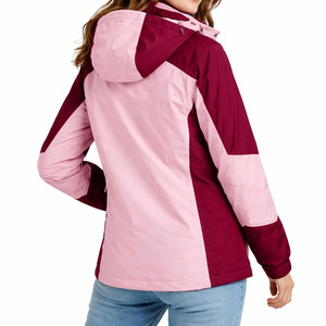 Custom Logo Women’s <b>Pink</b> Color Block Hooded Windbreaker Men's <b>Jackets</b> OEM Private Label Lightweight Outdoor Coat for Wholesale - Product Image 5