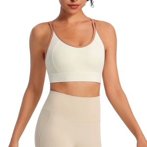 เสื้อชั้นในกีฬาโยคะแบบผูกคอสำหรับผู้หญิง ทรง U-Back รองรับสูง ระบายอากาศได้ดี แห้งเร็ว ผลิตจากโพลีเอสเตอร์/ไนลอน แผ่นรองถอดได้ ตกแต่งด้วยคริสตัล - Product Image 2