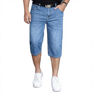 Nuevos shorts de mezclilla para hombre, talla grande, largos, con lavado ácido, transpirables, de cintura alta, cómodos, los más vendidos. - Product Image 2