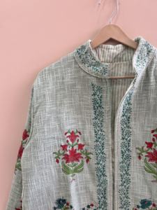 Veste courte en coton imprimée à la main, style vintage, pour femmes - Product Image 4