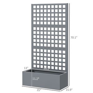 Fioriera Rialzata Grande Grigia Zincata 89x41x178 cm con Spalliera per Piante Rampicanti e Ortaggi - Product Image 3