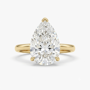 Bague de fiançailles solitaire en diamant de laboratoire taille poire, or jaune 18 carats, quatre griffes, bande classique, clarté VVS VS, couleur EF, moderne - Product Image 1