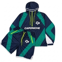 Ensemble veste coupe-vent et short unisexe personnalisé en nylon imprimé, avec fermeture éclair, capuche, léger, imperméable, tenue décontractée streetwear