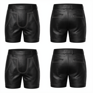 Pantalones Cortos de Gamuza Vacuna Genuina Negra para Hombre, Estilo Urbano, Ecológicos, Transpirables, Cintura Elástica, Casuales, para Uso en Exteriores - Product Image 2