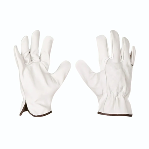 Guantes de Conducción de Piel de Cabra Amarilla y Blanca, Resistentes al Calor, con Puño Cónico de Nailon, Sin Silicona, Sin Polvo, OEM - Product Image 3