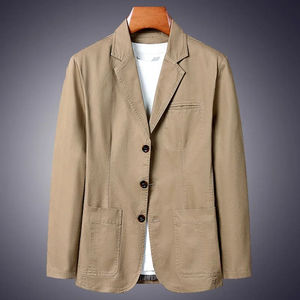 Blazer para Hombre, Estilo Casual de Negocios, Color Sólido, Corte Entallado, Chaqueta Coreana de Algodón para Hombre de Mediana Edad, Talla Grande, Blazer Holgado - Product Image 4